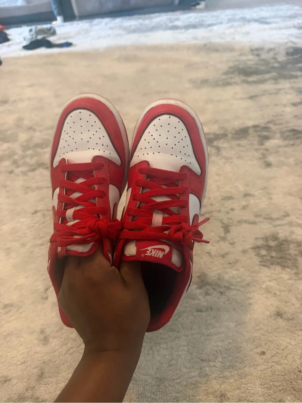 Nike Kids Red and White Low-Top Sneakers